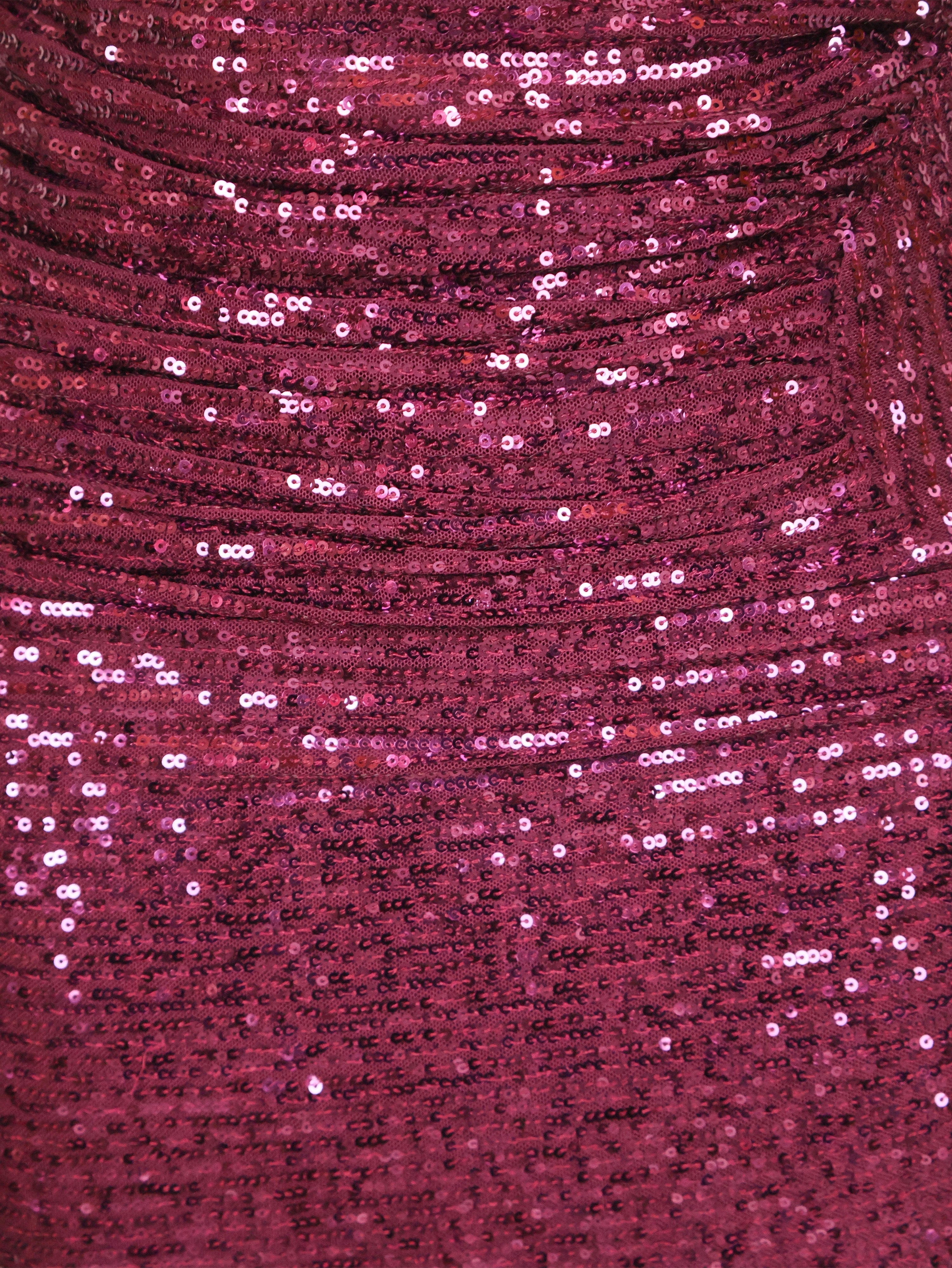 Wine Sequins One-Shoulder Maxi Party Dress by Shreekama