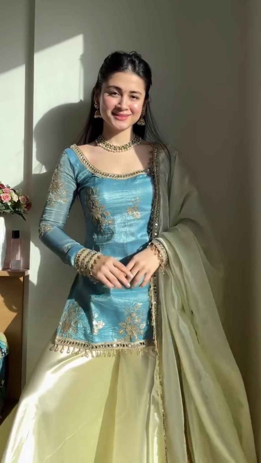 Noor-e-Aab Fendy Silk Mirror Plazzo Set